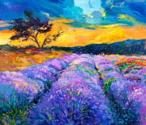 Pastel Painting Lavender Field 