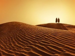 Couple in Sahara Desert